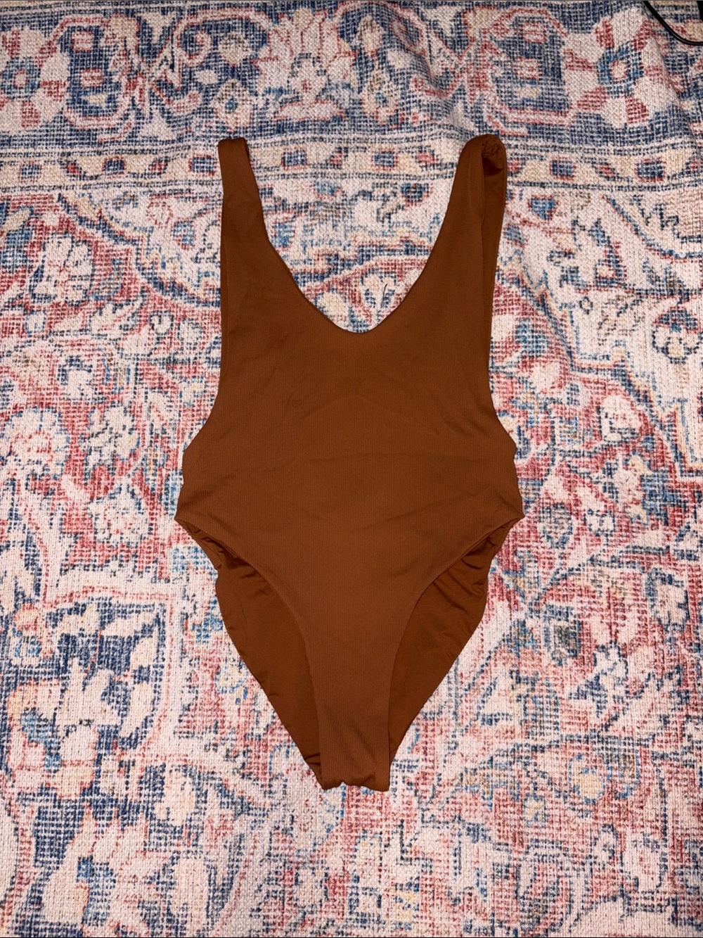 Kya Kelsea One Piece Swimsuit in Ribbed Toffee SZ S